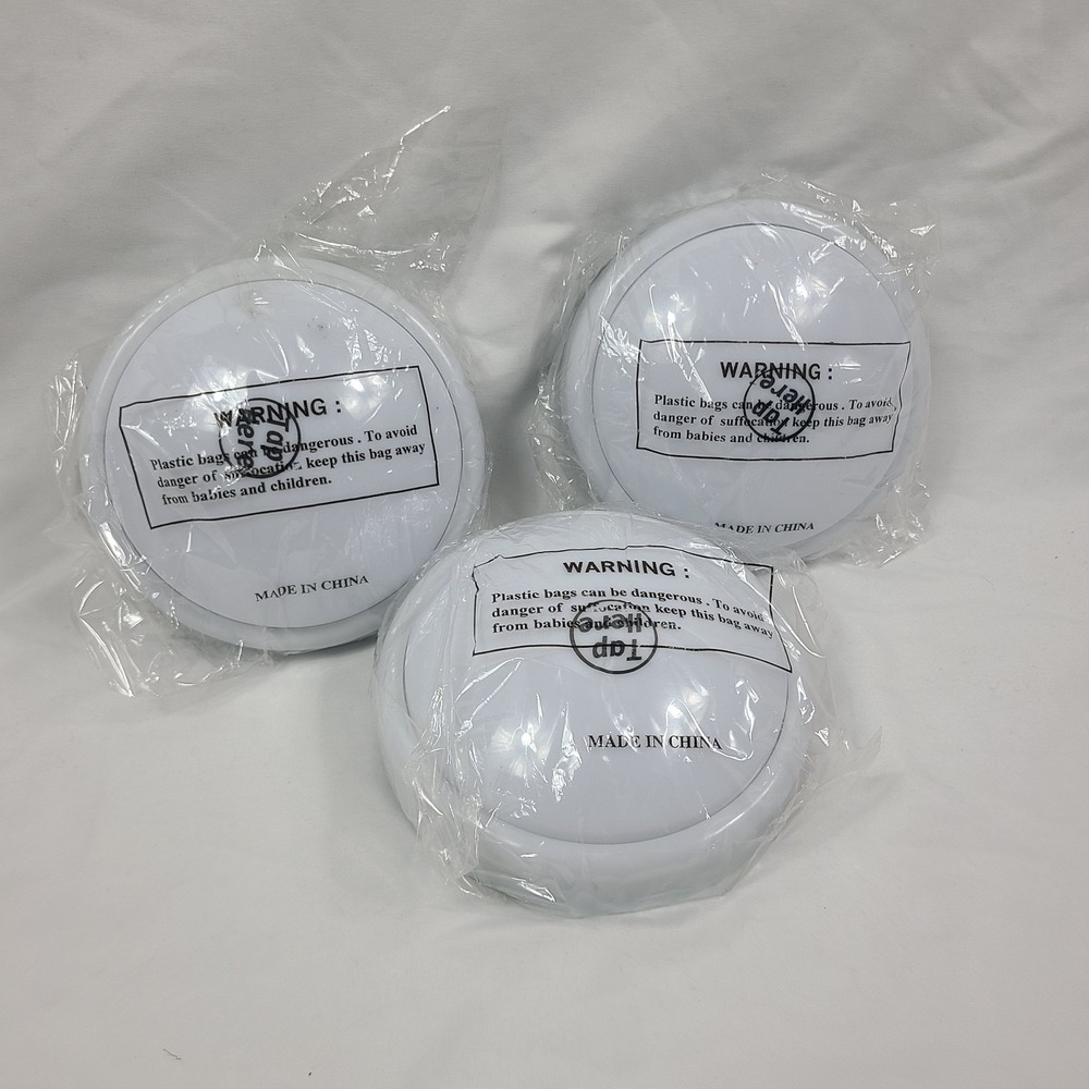3 Pack Wireless Led Puck Lights Battery Operated Tap Under Cabinet Closet 5"